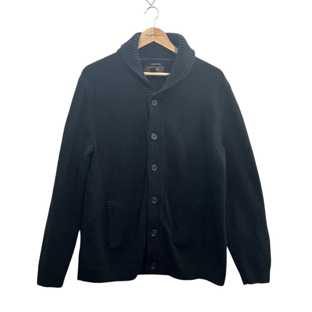 Tasso Elba Wool Alpaca Black Button Sweater Luxury Yarn Size Large
